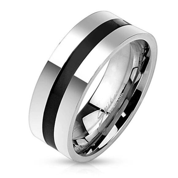 New‎ stainless steel black stripe ring 9 - Picture 1 of 4